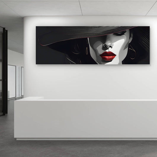 Aluminiumbild gebürstet Elegantes Frauengesicht Grafikdesign Panorama