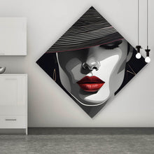 Lade das Bild in den Galerie-Viewer, Aluminiumbild Elegantes Frauengesicht Grafikdesign Raute
