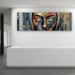 Aluminiumbild gebürstet Elegantes Gesichtsporträt einer Frau No.2 Panorama