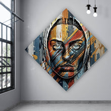 Lade das Bild in den Galerie-Viewer, Aluminiumbild Elegantes Gesichtsporträt einer Frau No.2 Raute
