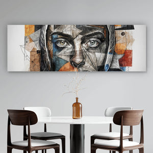 Poster Elegantes Gesichtsporträt einer Frau Panorama