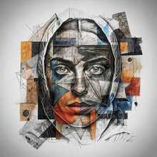 Lade das Bild in den Galerie-Viewer, Leinwandbild Elegantes Gesichtsporträt einer Frau Quadrat
