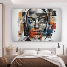 Lade das Bild in den Galerie-Viewer, Aluminiumbild gebürstet Elegantes Gesichtsporträt einer Frau Querformat
