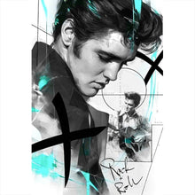 Lade das Bild in den Galerie-Viewer, Aluminiumbild Elvis Presley in dynamischem künstlerischen Stil Hochformat
