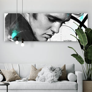 Aluminiumbild Elvis Presley in dynamischem künstlerischen Stil Panorama