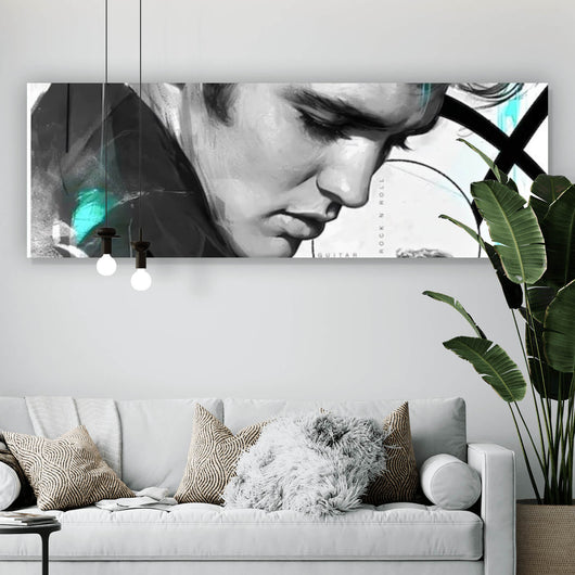 Aluminiumbild Elvis Presley in dynamischem künstlerischen Stil Panorama