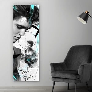 Aluminiumbild Elvis Presley in dynamischem künstlerischen Stil Panorama Hoch