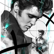 Lade das Bild in den Galerie-Viewer, Aluminiumbild Elvis Presley in dynamischem künstlerischen Stil Quadrat
