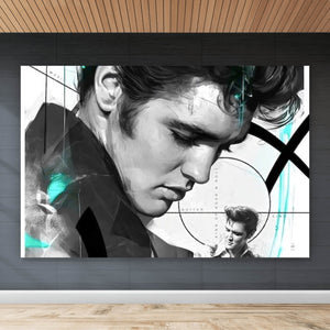 Aluminiumbild Elvis Presley in dynamischem künstlerischen Stil Querformat