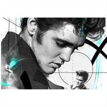 Lade das Bild in den Galerie-Viewer, Aluminiumbild Elvis Presley in dynamischem künstlerischen Stil Querformat
