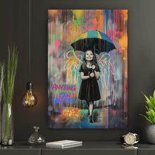 Lade das Bild in den Galerie-Viewer, Aluminiumbild Engel Mädchen mit Schirm Pop Art Hochformat
