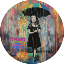 Lade das Bild in den Galerie-Viewer, Aluminiumbild Engel Mädchen mit Schirm Pop Art Kreis

