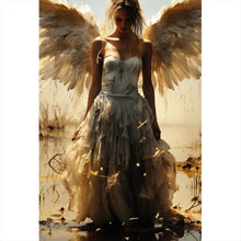Lade das Bild in den Galerie-Viewer, Aluminiumbild Engelsporträt in mystischer Atmosphäre Hochformat
