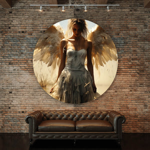 Aluminiumbild Engelsporträt in mystischer Atmosphäre Kreis