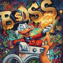 Lade das Bild in den Galerie-Viewer, Spannrahmenbild Entenboss mit Geldmotiv Quadrat
