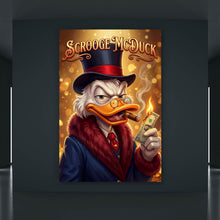 Lade das Bild in den Galerie-Viewer, Leinwandbild Erfolgreicher Mc Duck mit Zigarre Hochformat
