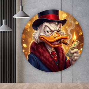 Aluminiumbild Erfolgreicher Mc Duck mit Zigarre Kreis