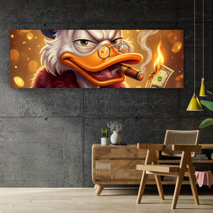 Spannrahmenbild Erfolgreicher Mc Duck mit Zigarre Panorama