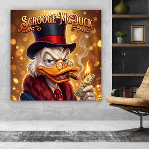 Acrylglasbild Erfolgreicher Mc Duck mit Zigarre Quadrat