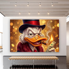 Lade das Bild in den Galerie-Viewer, Poster Erfolgreicher Mc Duck mit Zigarre Querformat
