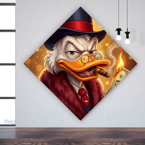 Leinwandbild Erfolgreicher Mc Duck mit Zigarre Raute