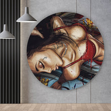 Lade das Bild in den Galerie-Viewer, Aluminiumbild Erotische Frau mit Tätowierungen Kreis
