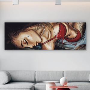Aluminiumbild Erotische Frau mit Tätowierungen Panorama