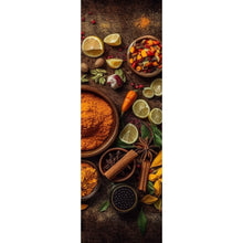 Lade das Bild in den Galerie-Viewer, Leinwandbild Exotische Gewürze auf rustikalem Holztisch Panorama Hoch

