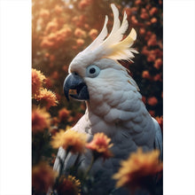 Lade das Bild in den Galerie-Viewer, Poster Exotischer Kakadu in blühender Natur Hochformat
