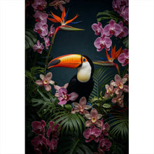 Lade das Bild in den Galerie-Viewer, Poster Exotischer Vogel mit tropischen Pflanzen Hochformat

