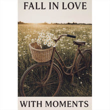 Lade das Bild in den Galerie-Viewer, Leinwandbild Fahrrad im Feld mit Korb voller Blumen Hochformat
