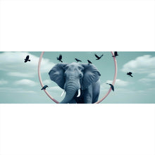 Lade das Bild in den Galerie-Viewer, Aluminiumbild gebürstet Fantastischer Elefant mit surrealen Elementen Panorama
