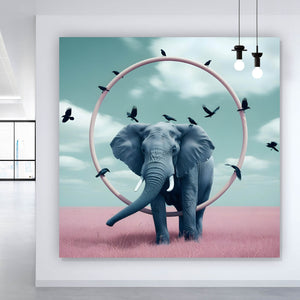 Poster Fantastischer Elefant mit surrealen Elementen Quadrat