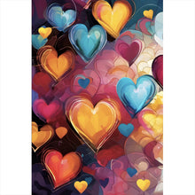 Lade das Bild in den Galerie-Viewer, Leinwandbild Farbenfrohe Herzen Collage Hochformat
