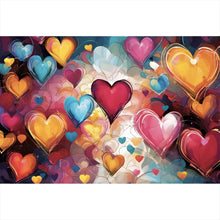 Lade das Bild in den Galerie-Viewer, Leinwandbild Farbenfrohe Herzen Collage Querformat
