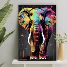 Lade das Bild in den Galerie-Viewer, Aluminiumbild gebürstet Farbenfroher Elefant Neon Abstrakt Hochformat

