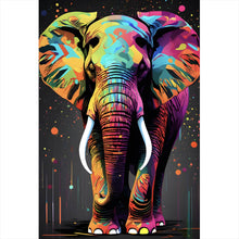 Lade das Bild in den Galerie-Viewer, Aluminiumbild gebürstet Farbenfroher Elefant Neon Abstrakt Hochformat
