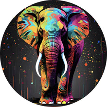 Lade das Bild in den Galerie-Viewer, Aluminiumbild gebürstet Farbenfroher Elefant Neon Abstrakt Kreis
