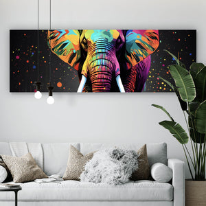 Aluminiumbild Farbenfroher Elefant Neon Abstrakt Panorama