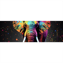 Lade das Bild in den Galerie-Viewer, Leinwandbild Farbenfroher Elefant Neon Abstrakt Panorama
