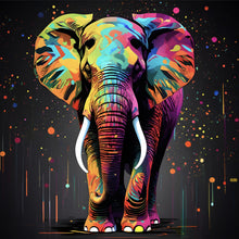 Lade das Bild in den Galerie-Viewer, Aluminiumbild Farbenfroher Elefant Neon Abstrakt Quadrat
