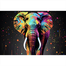 Lade das Bild in den Galerie-Viewer, Aluminiumbild Farbenfroher Elefant Neon Abstrakt Querformat
