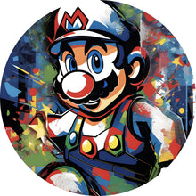 Lade das Bild in den Galerie-Viewer, Aluminiumbild gebürstet Farbenfroher Mario Pop Art Kreis
