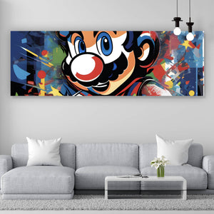 Aluminiumbild gebürstet Farbenfroher Mario Pop Art Panorama
