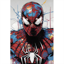 Lade das Bild in den Galerie-Viewer, Aluminiumbild gebürstet Farbenfroher Superheld mit Spinne Hochformat
