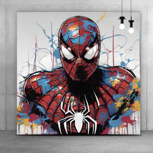 Lade das Bild in den Galerie-Viewer, Poster Farbenfroher Superheld mit Spinne Quadrat
