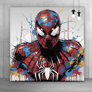 Poster Farbenfroher Superheld mit Spinne Quadrat