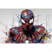 Lade das Bild in den Galerie-Viewer, Poster Farbenfroher Superheld mit Spinne Querformat
