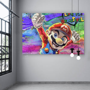 Leinwandbild Farbenfrohes Mario Kunstwerk Querformat