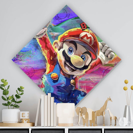 Leinwandbild Farbenfrohes Mario Kunstwerk Raute